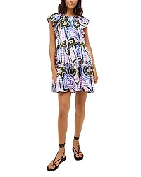 Marie Oliver Kara Mixed Print Mini Dress