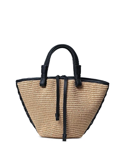 Callista Mini Cassia Bag Black Leather & Straw