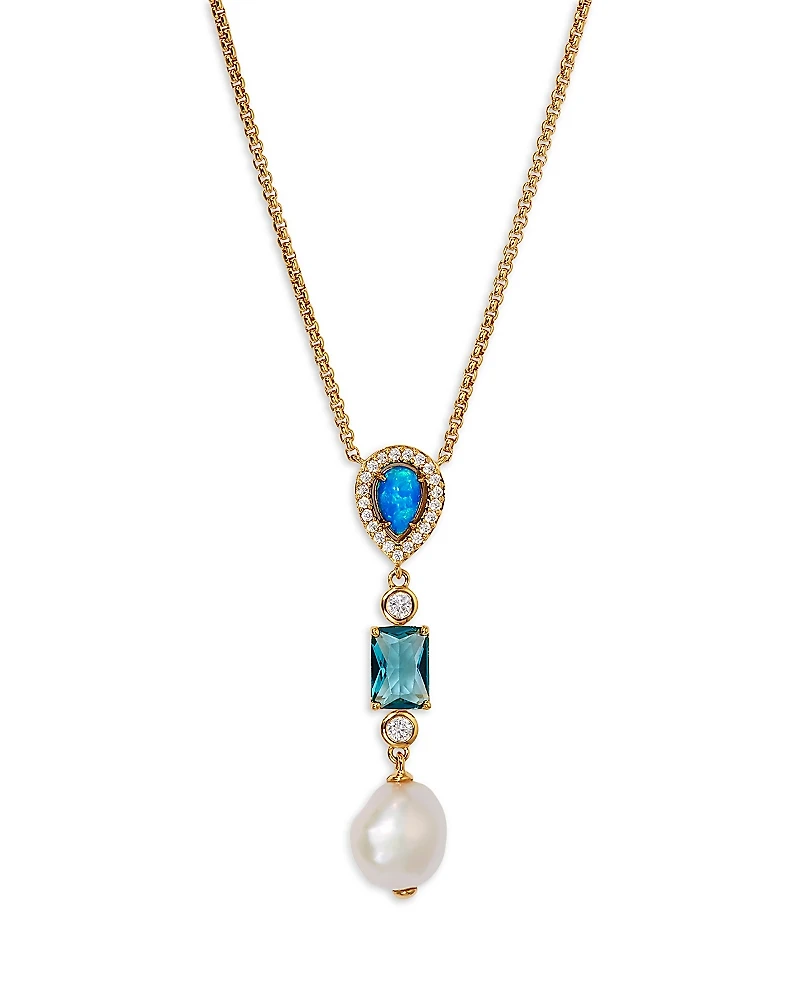 Nadri Blue Lagoon Mixed Stone Lariat Necklace