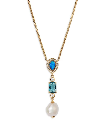 Nadri Blue Lagoon Mixed Stone Lariat Necklace