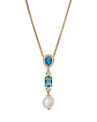 Nadri Blue Lagoon Mixed Stone Lariat Necklace