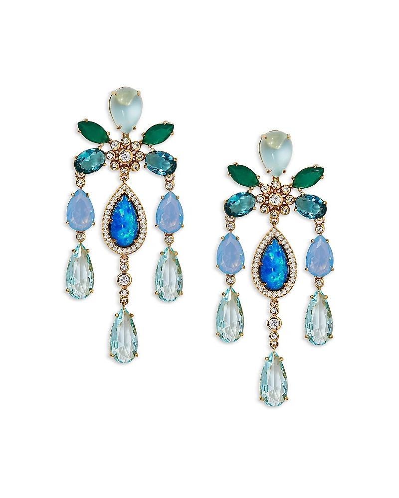 Nadri Blue Lagoon Mixed Stone Chandelier Earrings