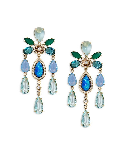 Nadri Blue Lagoon Mixed Stone Chandelier Earrings