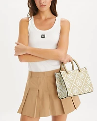 T Monogram Embossed Square Tote