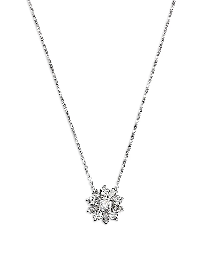 Bloomingdale's Fine Collection Diamond Flower Solitaire Necklace