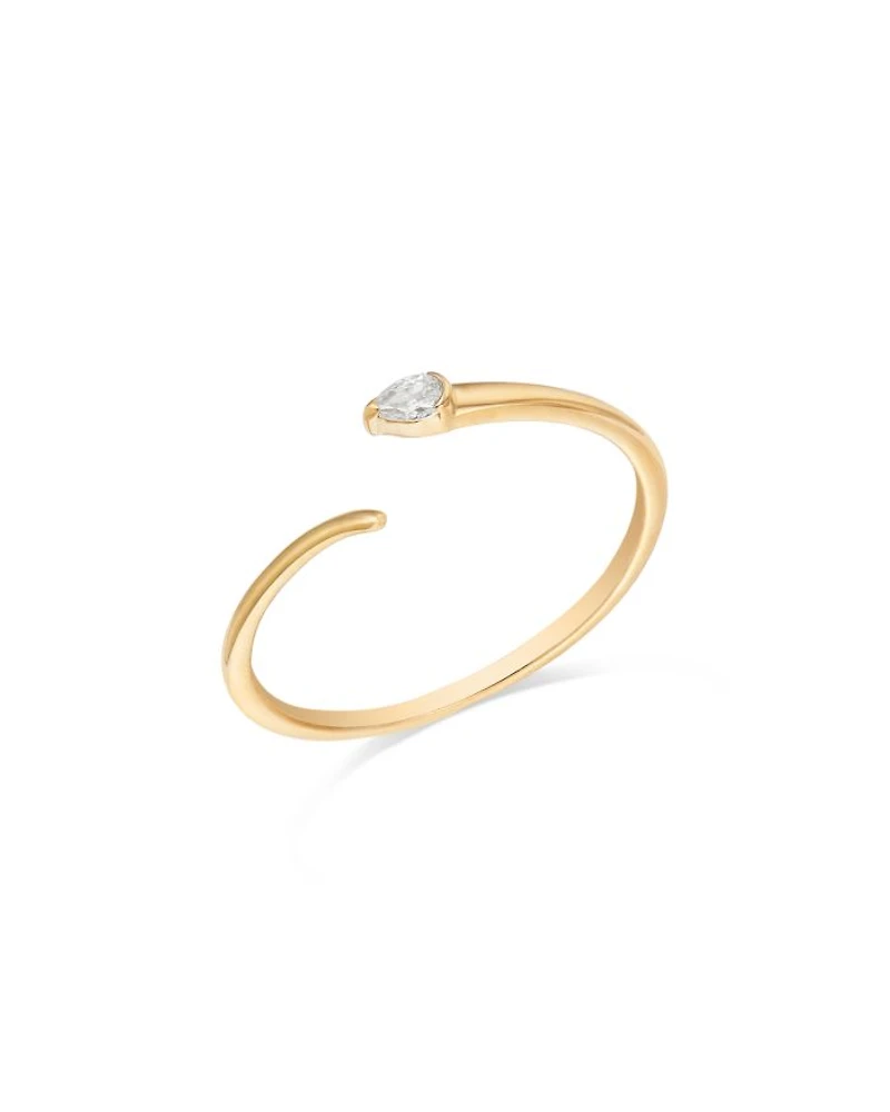 14K Yellow Gold Pear-Cut Diamond Coil Ring, 0.07 tcw