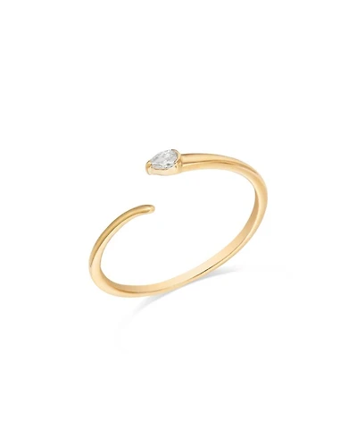 14K Yellow Gold Pear-Cut Diamond Coil Ring, 0.07 tcw