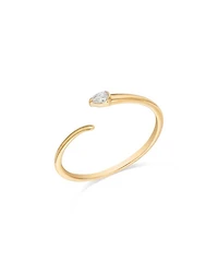 14K Yellow Gold Pear-Cut Diamond Coil Ring, 0.07 tcw