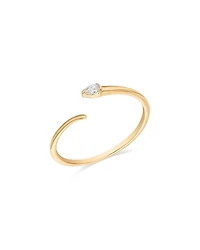 Moon & Meadow 14K Yellow Gold Pear-Cut Diamond Coil Ring, 0.07 tcw