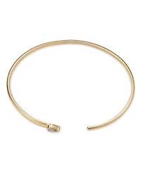 14K Yellow Gold Pear Cut Diamond Tapered Open Cuff Bracelet, 0.18 tcw