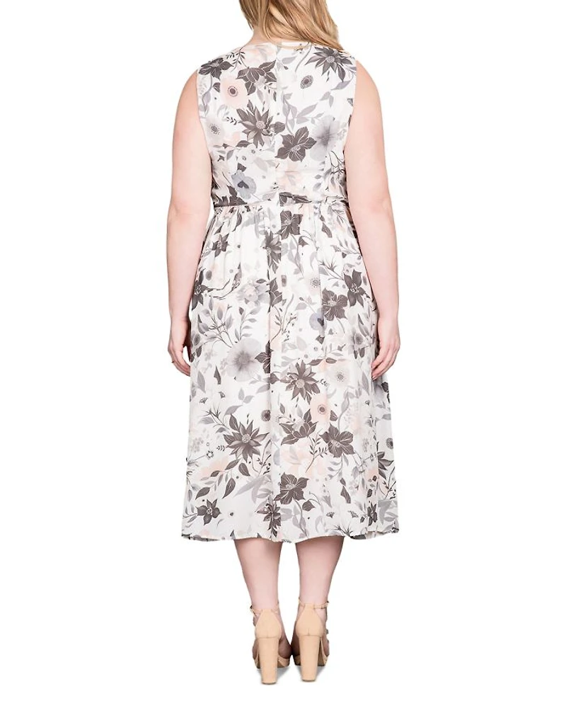 Sleeveless V Neck A Line Midi Dress