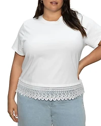 Plus Lace Hem Crewneck Tee