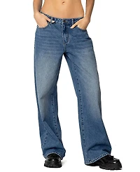 Edikted Nyc Low Rise Blue Washed Jeans