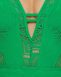 Color Play Crochet Plunge One Piece Swimsuit