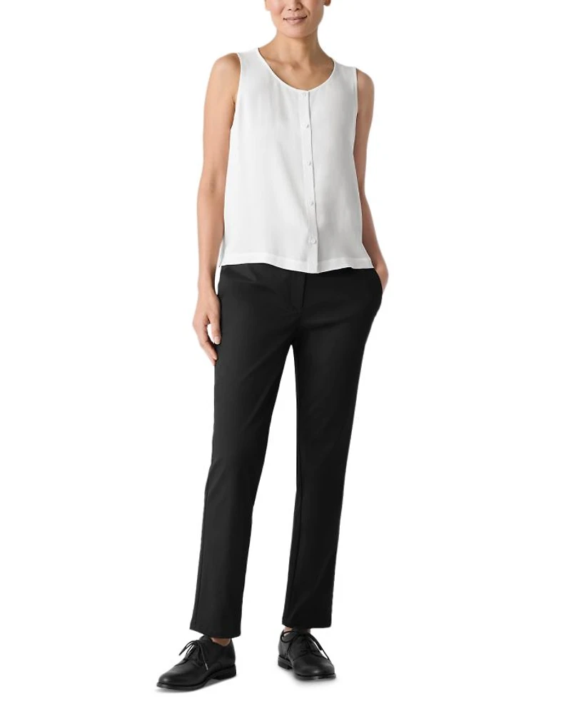 Silk Georgette Crepe Round Neck Top