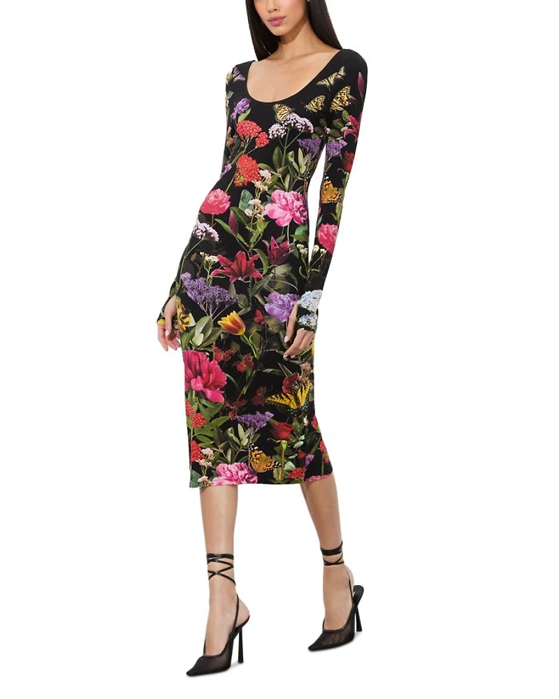 Delora Scoop Neck Midi Dress