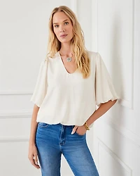 Crepe Puff Sleeve Blouse