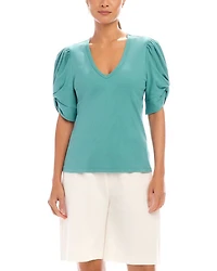 Ribbed Twist Sleeve Top