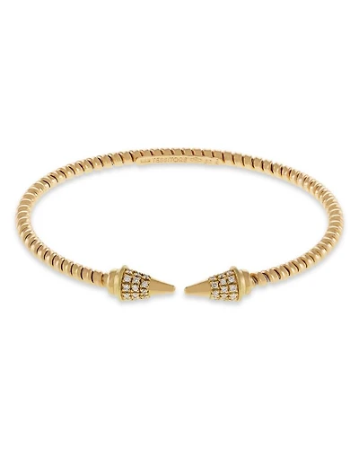 18K Yellow Gold Via Mercanti Tubogas Diamond Cone Bangle Bracelet