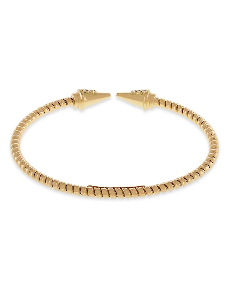 18K Yellow Gold Via Mercanti Tubogas Diamond Cone Bangle Bracelet