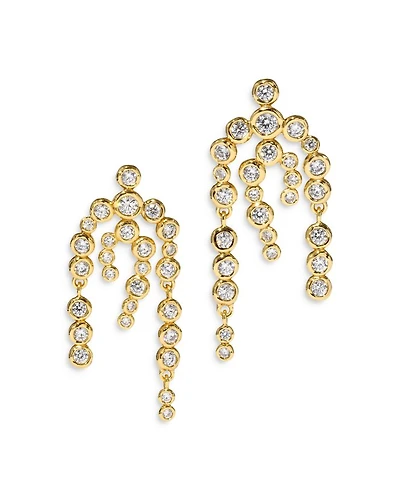 Asterales Cubic Zirconia Chandelier Earrings in 14K Gold Plated