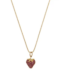 Sydney Evan 14K Yellow Gold Ruby & Diamond Strawberry Pendant Necklace, 18