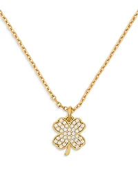 Pavé Clover Pendant Necklace in Gold Tone, 16"-19"