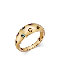 Moon & Meadow 14K Gold Multi Gemstone Dome Band Ring