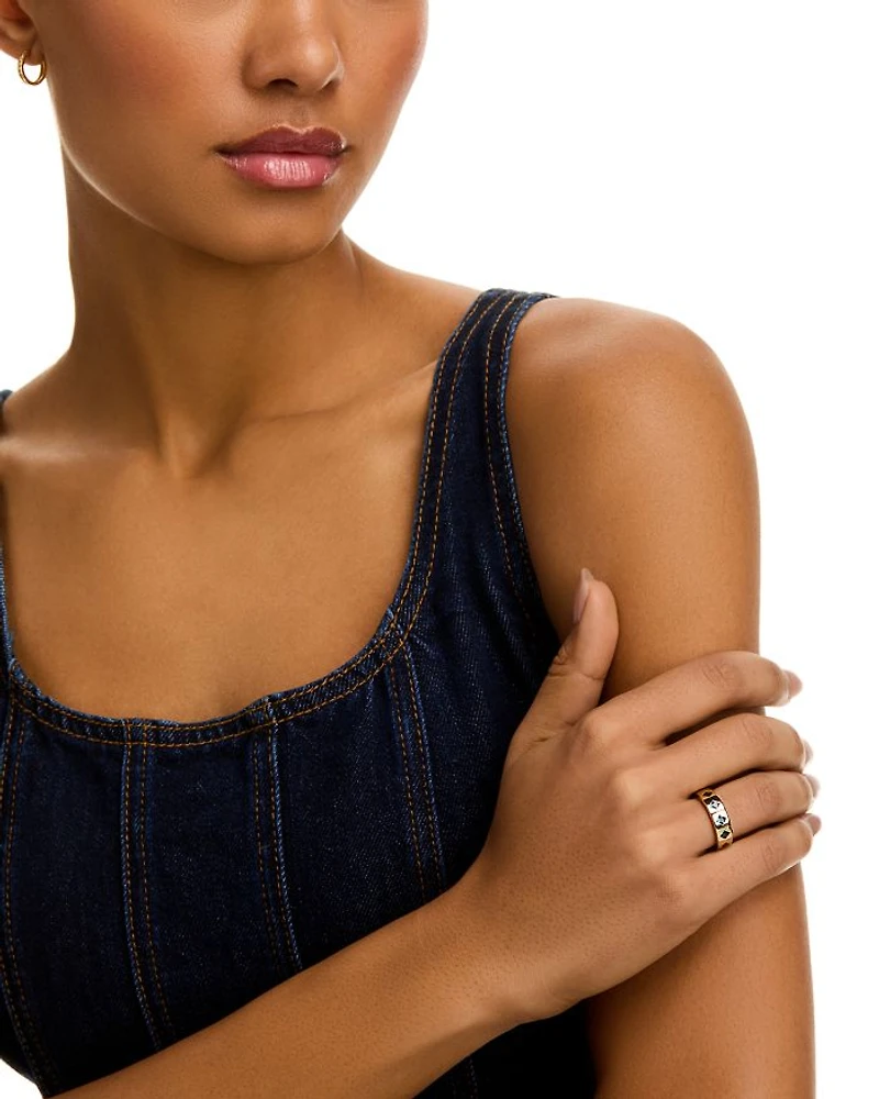 14K Yellow Gold London Blue Topaz Band Ring