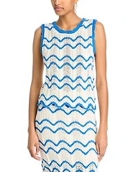 Aqua Zigzag Crochet Knit Tank - Exclusive