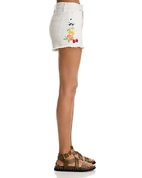 Fruit Embroidered Denim Shorts - Exclusive