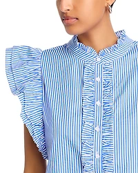 Stripe Poplin Ruffle Top - Exclusive
