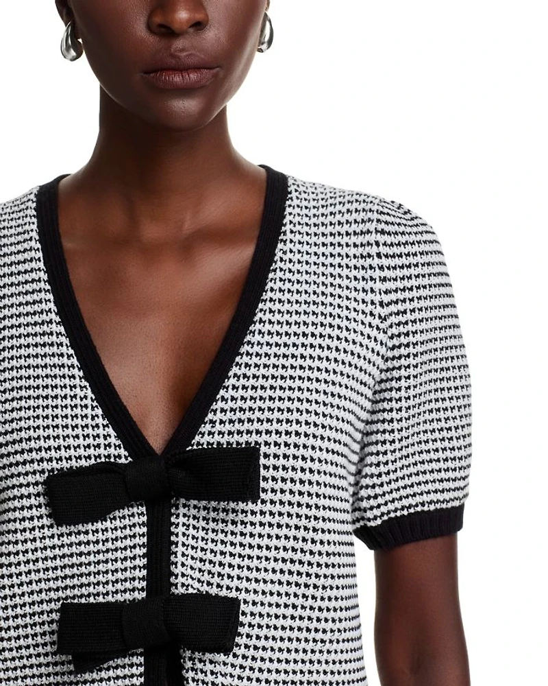 Elaine Puffed Sleeve Bow Front Cardigan