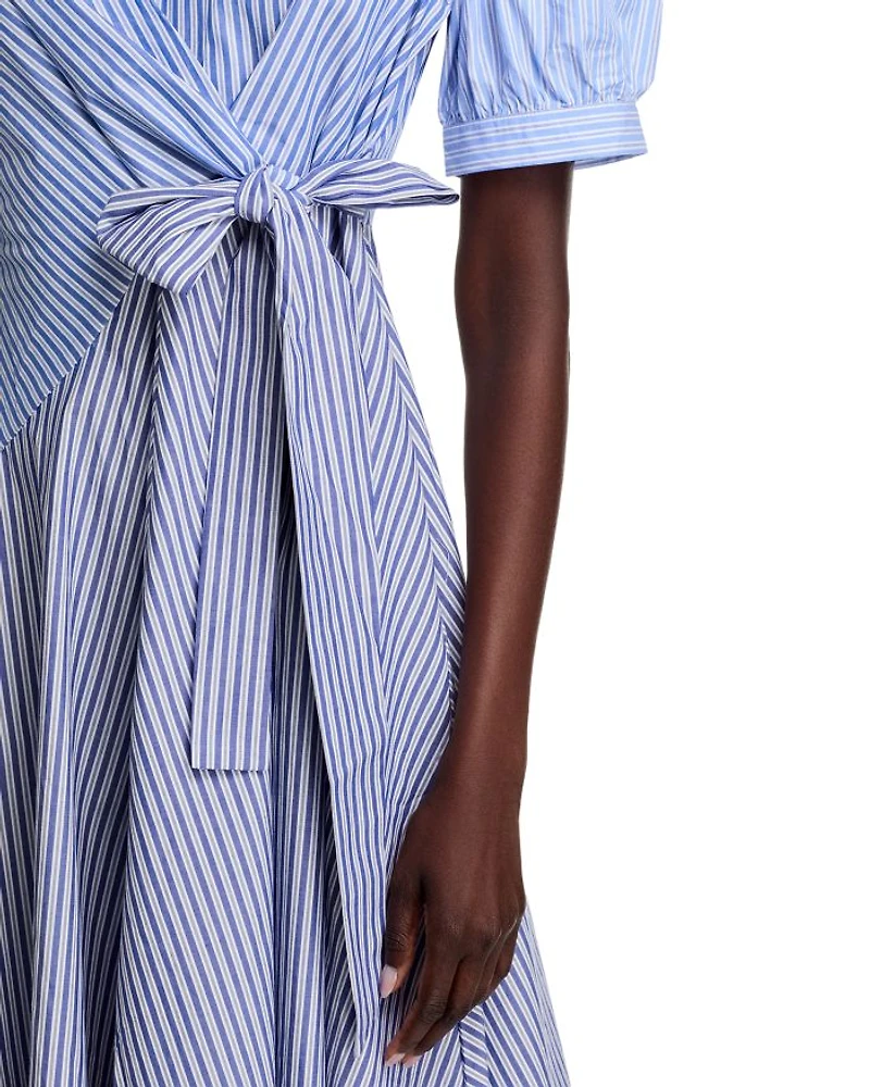 Striped Side Tie Short Sleeve Dress