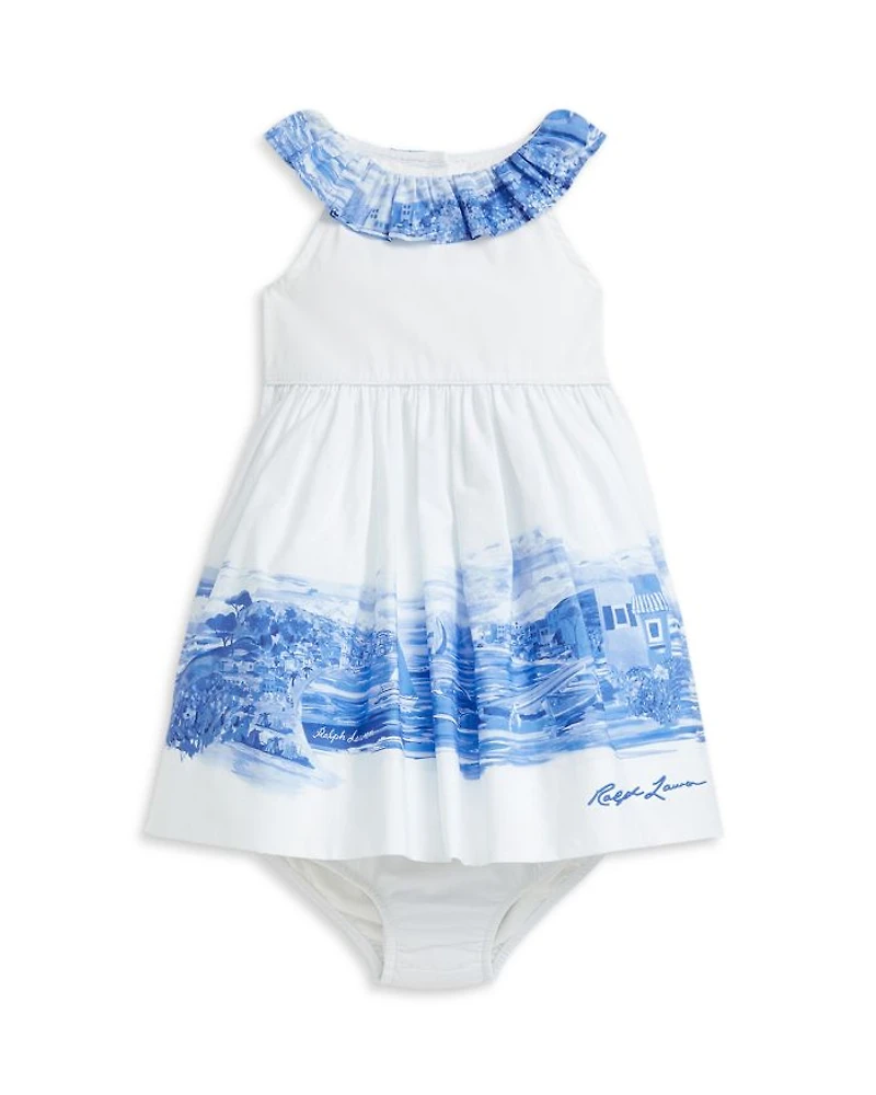 Girls' Seaside Print Cotton Dress & Bloomer - Baby