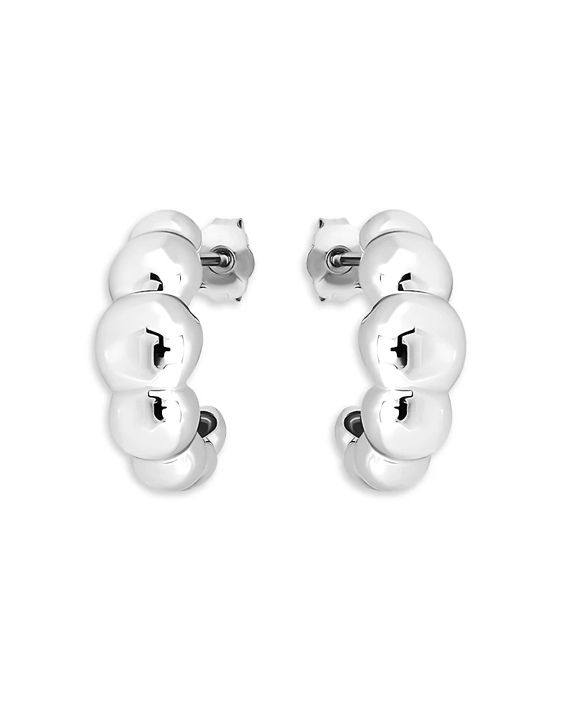 Aqua Beaded Croissant Half Hoop Earrings