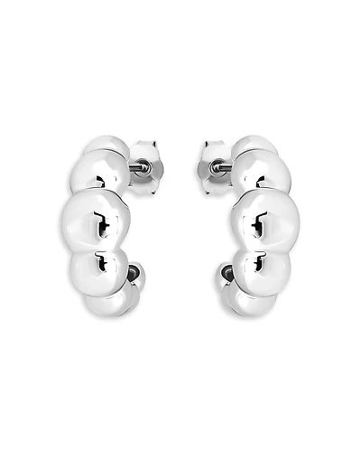 Aqua Beaded Croissant Half Hoop Earrings