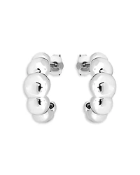 Aqua Beaded Croissant Half Hoop Earrings