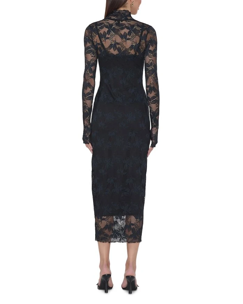 Shailene Leaf Lace Midi Dress