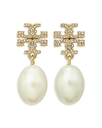 Tory Burch Kira Pave & Cultured Freshwater Pearl Drop Earrings