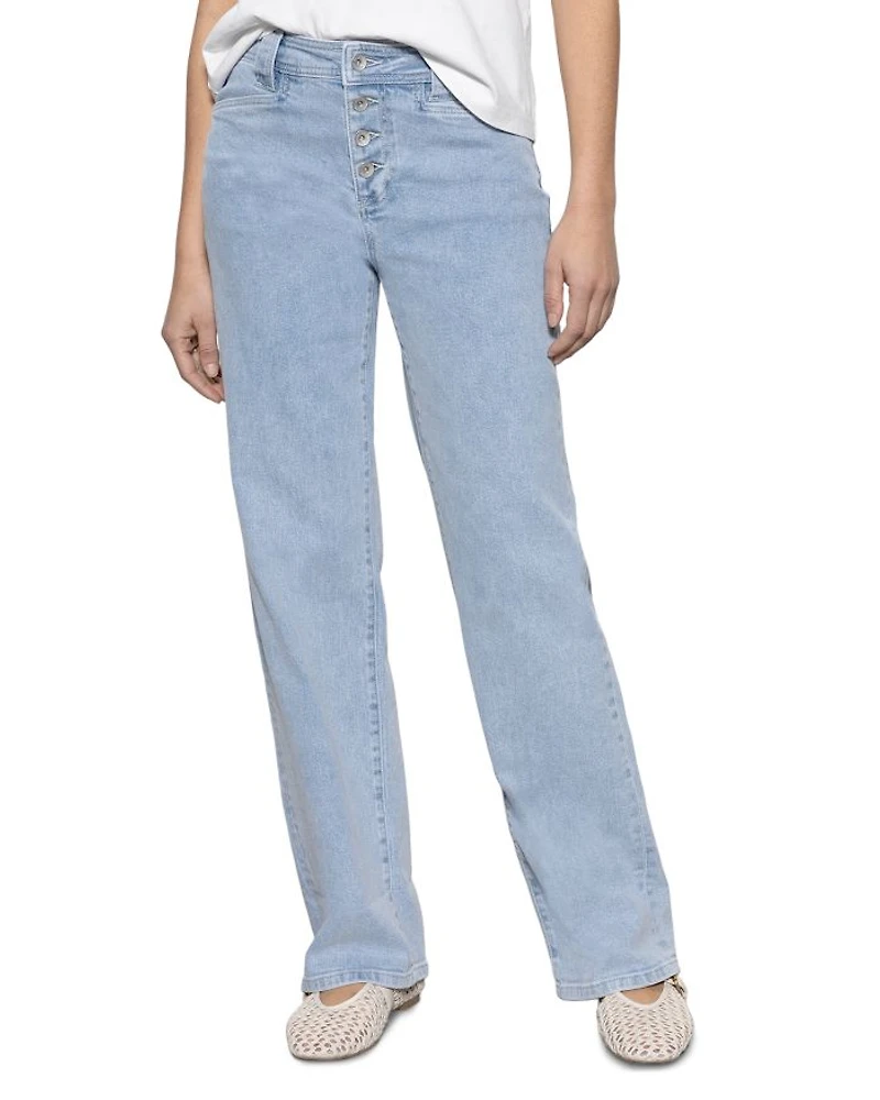 Luna Mid Rise Wide Leg Jeans Blue Moonlight