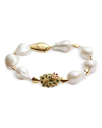 Bottega Veneta Rana Pave & Baroque Cultured Freshwater Pearl Flex Bracelet