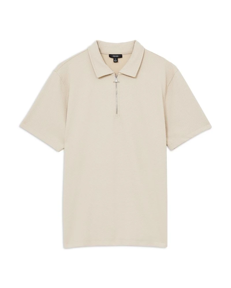 Albany Regular Fit Textured Quarter Zip Polo Shirt