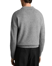 Jacob Relaxed Fit Quarter Button Long Sleeve Wool Knit Polo
