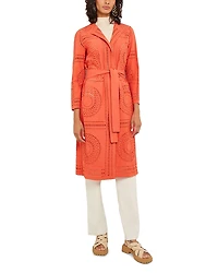 Misook Eyelet Open Front Long Jacket