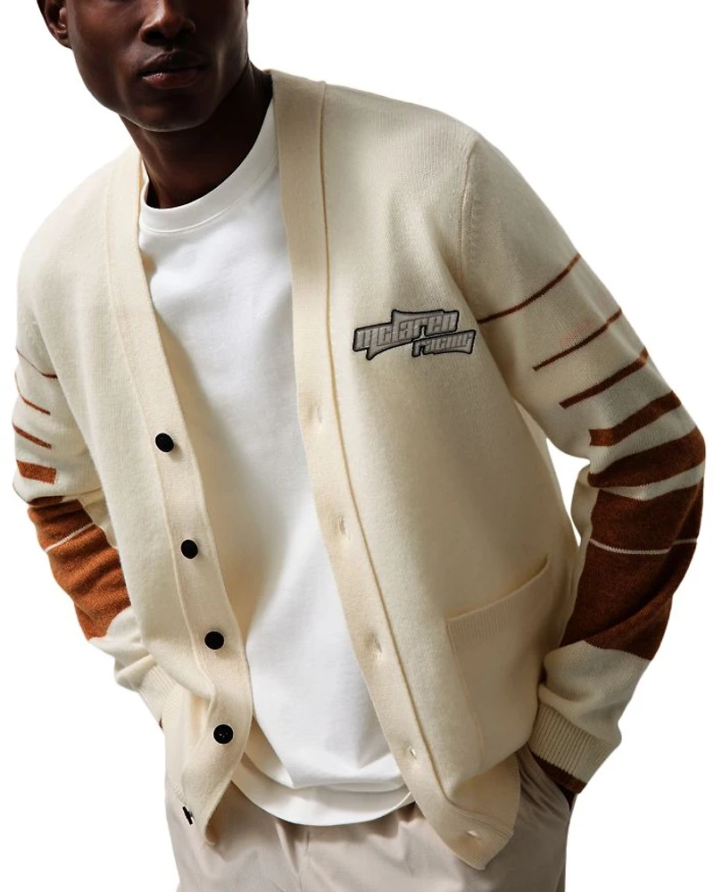 x McLaren Boom Racing Regular Fit Wool Varsity Cardigan Sweater