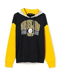 Junk Food Clothing Unisex Nfl Pittsburgh Steelers Tri Color Block Hoodie