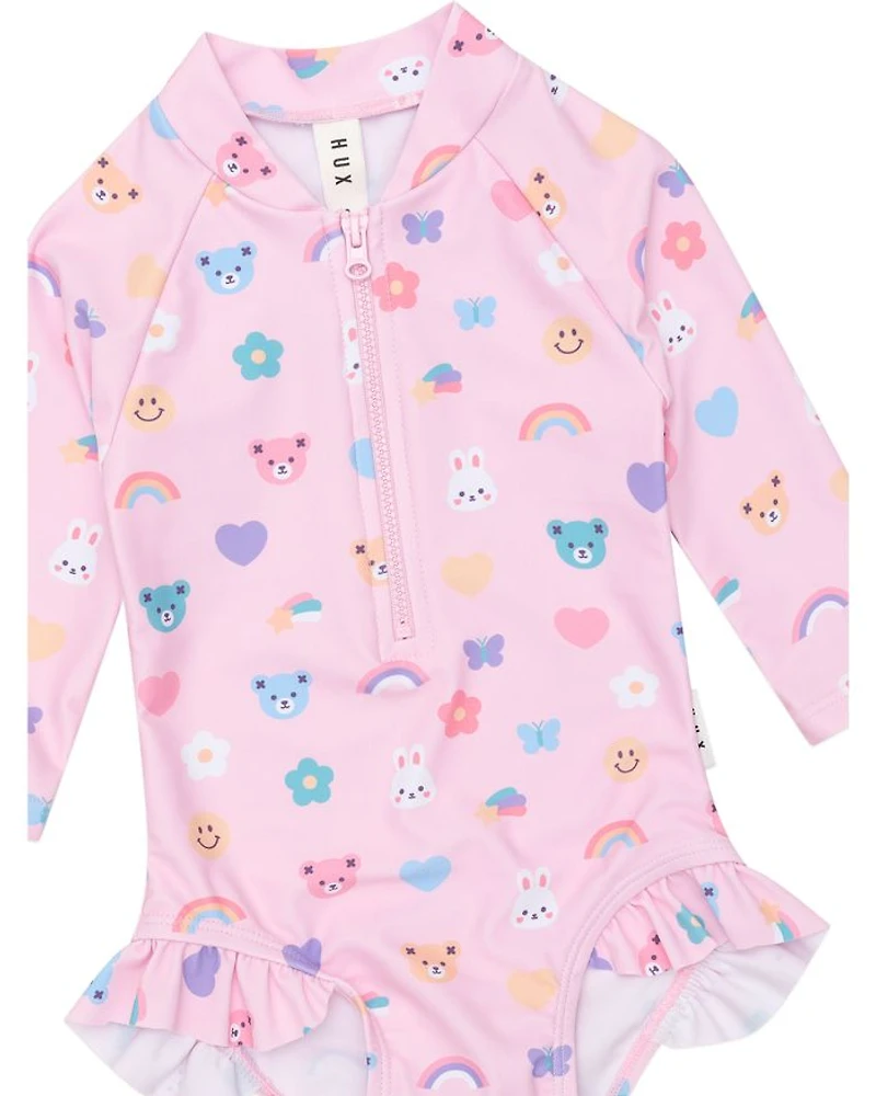 Girls' Hux Emoji Zip Swimsuit - Baby