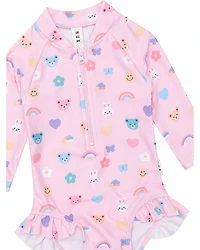 Girls' Hux Emoji Zip Swimsuit - Baby