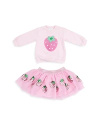Girls' Strawberry Puffy Oversized Sweatshirt & Tutu Skirt Set - Baby